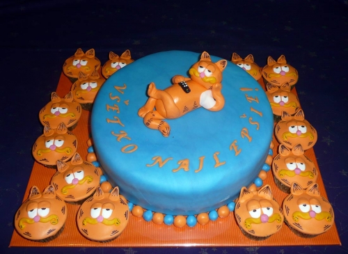 Torty » Torta Torta kocúr Garfield, narodeninová torta a muffiny pre muža