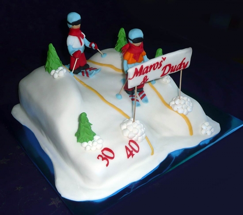 Svadobné torty » Torta Torta s lyžiarom, narodeninová torta na 30tku a torta na 40tku pre muža