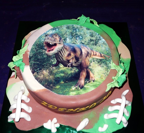 Svadobné torty » Torta Jedlý obrázok, dinosaurus
