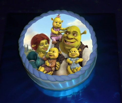Jedlé obrazky na torty » Torta Torta Shrek a Fiona, jedlé oblátky na tortu Shrek